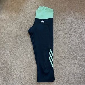 Adidas crop legging- mint green and dark grey